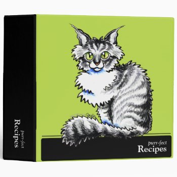 Recipes Maine Coon Cat Off-leash Art™ Cooking Binder by offleashart at Zazzle