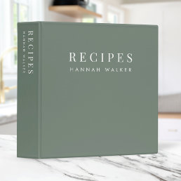 Recipes | Minimalist Elegant Forest Green 3 Ring Binder