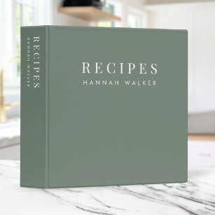 Recipes   Minimalist Elegant Forest Green 3 Ring Binder