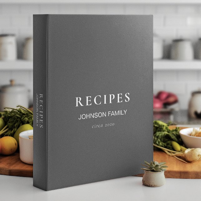 Recipes | Minimalist Medium Grey 1.5-inch Chef 3 Ring Binder (Creator Uploaded)