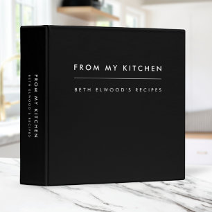 Recipes Modern Black Stylish From My Kitchen 3 Ring Binder