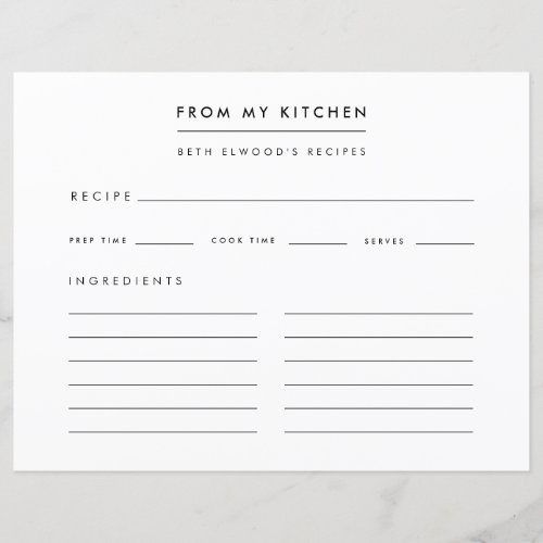 Recipes  Modern From My Kitchen Recipe Card