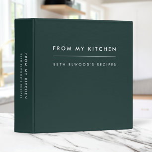 Recipes   Modern Trendy Dark Green From My Kitchen 3 Ring Binder