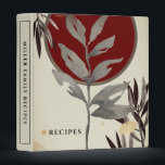 Recipes | Modern Watercolor Leaves | Burgundy 3 Ring Binder<br><div class="desc">Recipe cookbook binder for organizing your family's recipes, meal planning or other subject. Features an artistic abstract design in a cream, burgundy and gray color palette with custom coordinating text. Shown with "RECIPES" on the front cover in stylish typography and custom family name recipes on the spine, this modern recipe...</div>