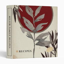 Recipes | Modern Watercolor Leaves | Burgundy 3 Ring Binder