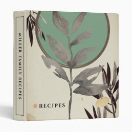 Recipes | Modern Watercolor Leaves | Mint 3 Ring Binder