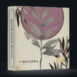 Recipes | Modern Watercolor Leaves | Pink 3 Ring Binder<br><div class="desc">Recipe cookbook binder for organizing your family's recipes, meal planning or other subject. Features an artistic abstract design in a pink and gray color palette and custom coordinating text on an ivory background. Shown with "RECIPES" on the front cover in stylish typography and custom family name recipes on the spine,...</div>