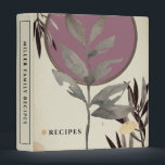 Recipes | Modern Watercolor Leaves | Pink 3 Ring Binder<br><div class="desc">Recipe cookbook binder for organizing your family's recipes, meal planning or other subject. Features an artistic abstract design in a pink and gray color palette and custom coordinating text on an ivory background. Shown with "RECIPES" on the front cover in stylish typography and custom family name recipes on the spine,...</div>