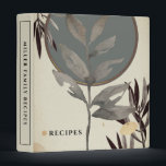 Recipes | Modern Watercolor Leaves | Sage 3 Ring Binder<br><div class="desc">Recipe cookbook binder for organizing your family's recipes, meal planning or other subject. Features an artistic abstract design in a cream, sage green and gray color palette with custom coordinating text. Shown with "RECIPES" on the front cover in stylish typography and custom family name recipes on the spine, this modern...</div>