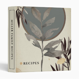 Recipes | Modern Watercolor Leaves | Sage 3 Ring Binder