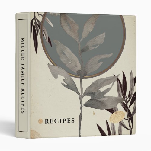 Recipes  Modern Watercolor Leaves  Sage 3 Ring Binder