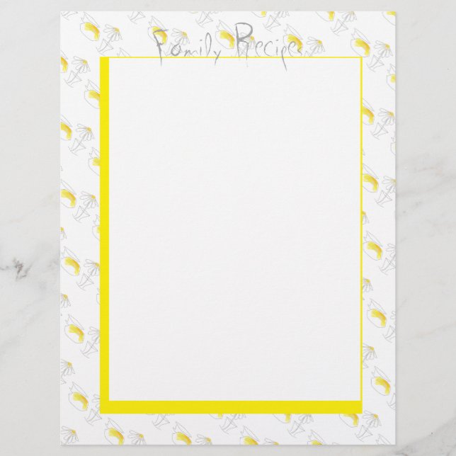 Recipes Notebook Pages Lemons Daisy Kitchen Modern (Front)