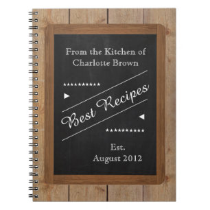 Recipes Notebook with your Name on the Chalkboard