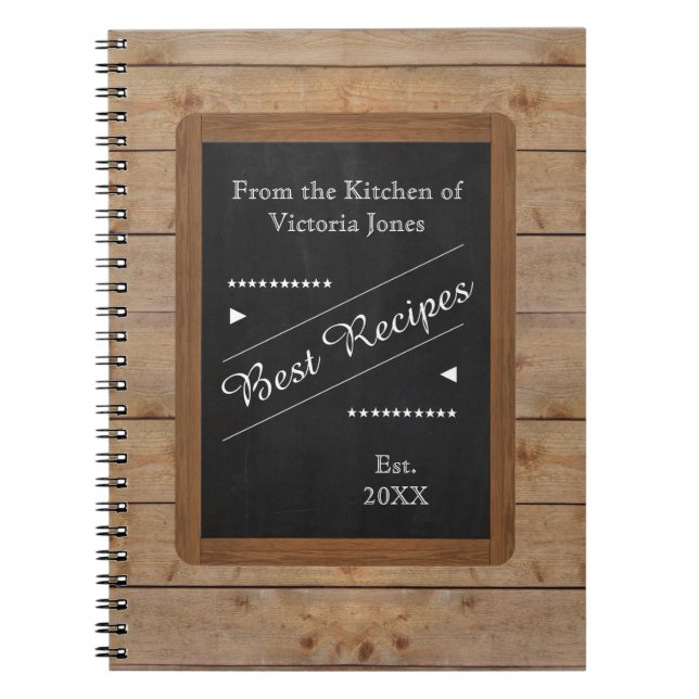 Recipes Notebook with your Name on the Chalkboard  (Front)