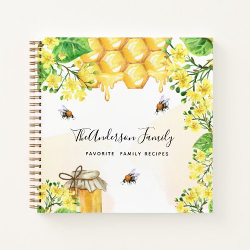 Recipes numble bees honey yellow florals summer notebook