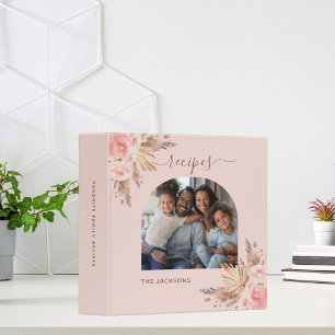 Recipes pampas grass pink floral family photo 3 ring binder