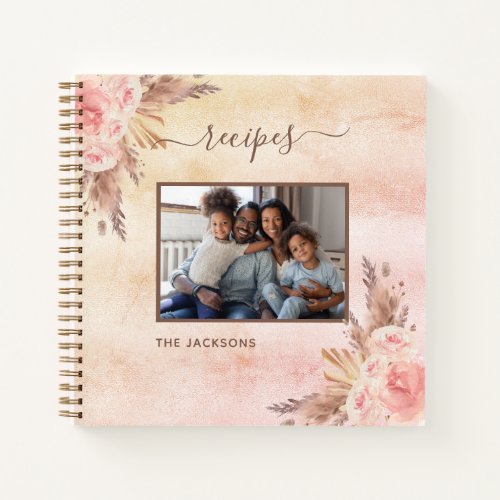 Recipes pampas grass pink florals photo notebook