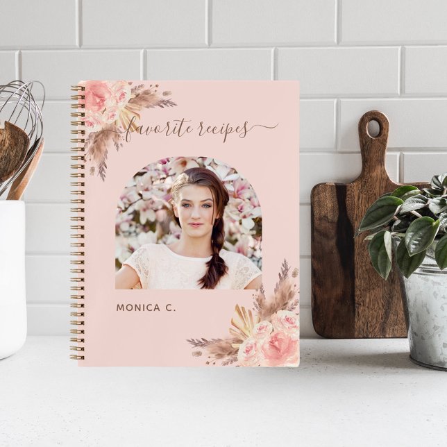 Recipes pampas grass rose gold blush photo notebook (Creator Uploaded)