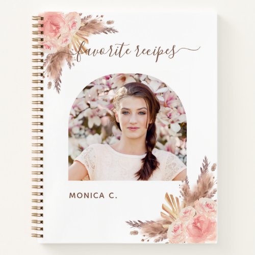 Recipes pampas grass rose gold pink photo notebook