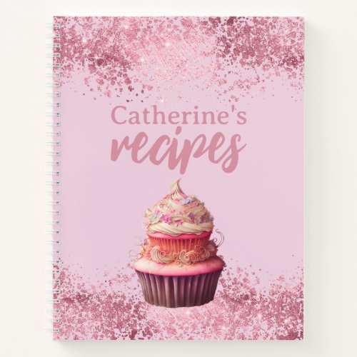 Recipes Pink Glitter Cupcake Personalized Notebook