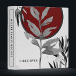 Recipes | Stylish Watercolor Leaves | Burgundy 3 Ring Binder<br><div class="desc">Recipe cookbook binder for organizing your family's recipes, meal planning or other subject. Features an artistic abstract design in a gray and burgundy palette with black and silver accents and custom coordinating text. Shown with "RECIPES" on the front cover in stylish typography and custom family name recipes on the spine,...</div>