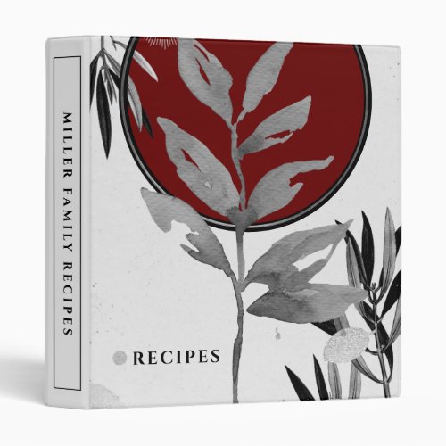 Recipes  Stylish Watercolor Leaves  Burgundy 3 Ring Binder