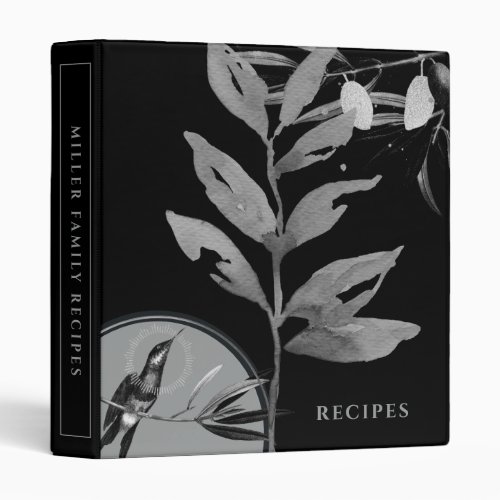 Recipes  Watercolor Leaves  Black 3 Ring Binder