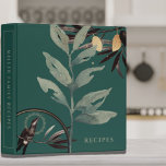 Recipes | Watercolor Leaves | Green & Gold 3 Ring Binder<br><div class="desc">Recipe cookbook binder for organizing your family's recipes, meal planning or other subject. Features an artistic abstract design in a green and gold color palette with black accents and custom coordinating text. Shown with "RECIPES" on the front cover in stylish typography and custom family name recipes on the spine, this...</div>