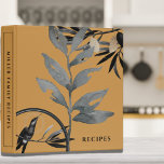 Recipes | Watercolor Leaves | Mustard 3 Ring Binder<br><div class="desc">Modern recipe cookbook binder for organizing your family's recipes, meal planning or other subject. Features an artistic abstract design in a golden mustard yellow and black color palette with gray accents and custom coordinating text. Shown with "RECIPES" on the front cover in stylish typography and custom family name recipes on...</div>