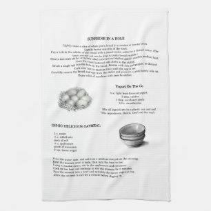 Recipes with Pencil Illustrations; Oatmeal, Eggs Towel