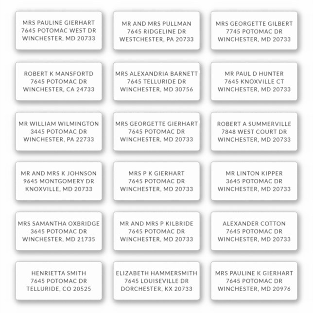 Recipient Name 18 Shipping Address Labels (Front)