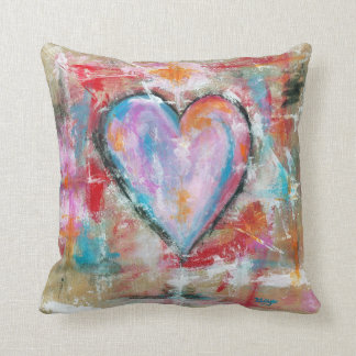 Reckless Heart Abstract Art Painting Pink Red Blue Throw Pillow