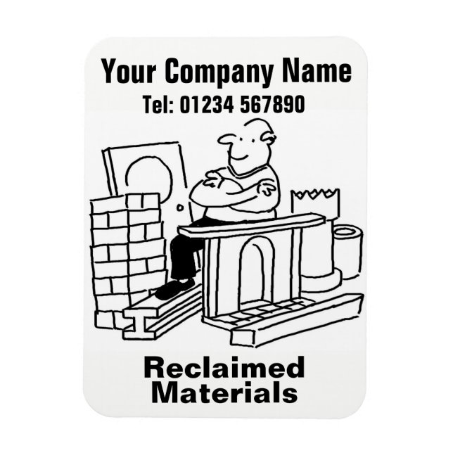 Reclaimed Materials Cartoon. Business Promotion Magnet (Vertical)