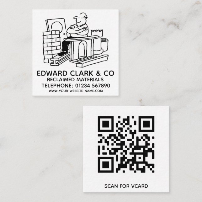 Reclaimed Materials Salvage Yard Square Business Card (Front/Back)