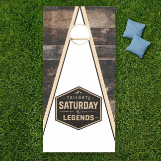 Reclaimed Wood Chevron Saturday Legends Cornhole Set