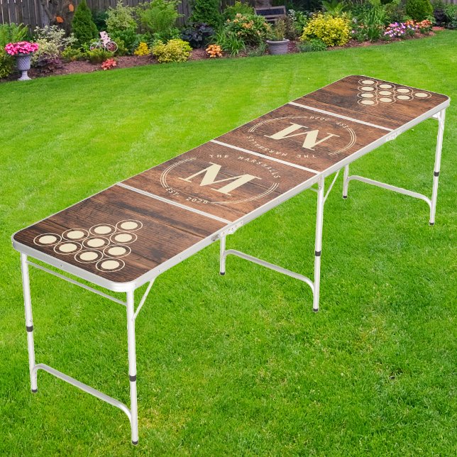 Reclaimed Wood Modern Circle Monogram Beer Pong Table (Creator Uploaded)