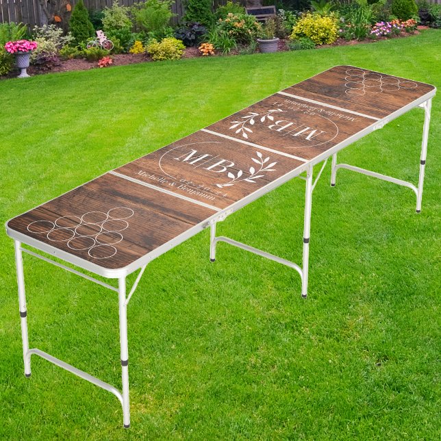 Reclaimed Wood Modern Leaf Wedding Monogram Beer Pong Table (Creator Uploaded)