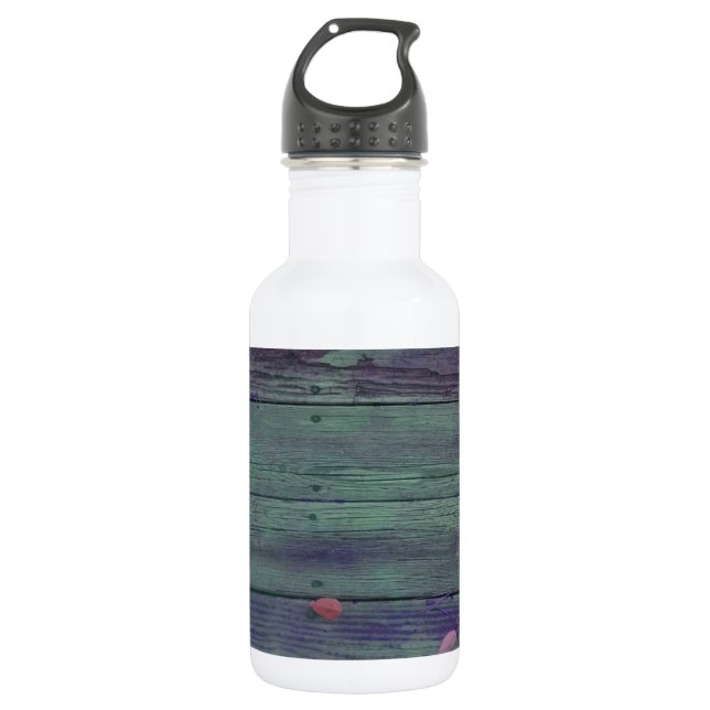 Reclaimed Wood Planks Stainless Steel Water Bottle (Front)