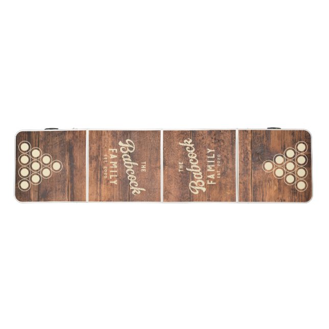 Reclaimed Wood Retro Family Name & Year Beer Pong Table (Top)