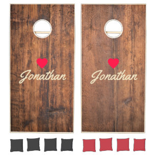 Reclaimed Wood Vintage Heart Signature Cornhole Set