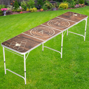 Reclaimed Wood Wedding Monogram Heart Beer Pong Table