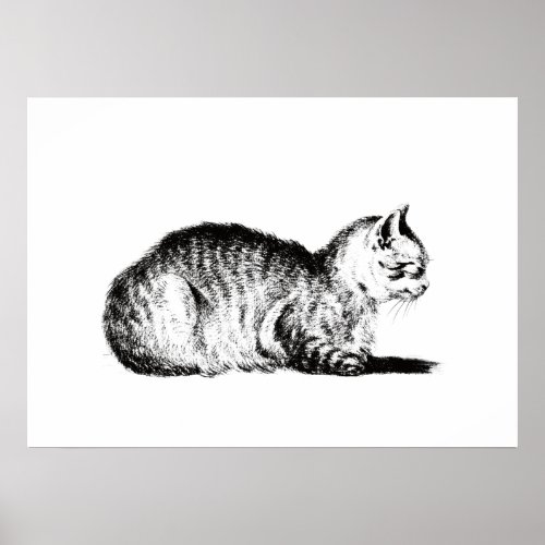 Reclining cat to the left Jean Bernard 1812 Poster