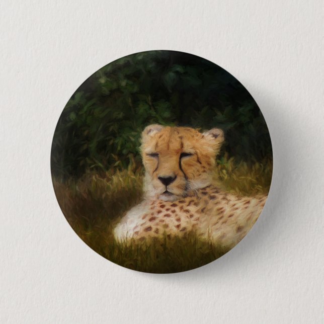 Reclining Cheetah at Fossil Rim Wildlife Center Button (Front)