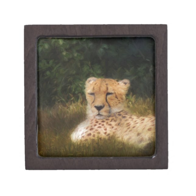 Reclining Cheetah at Fossil Rim Wildlife Center Keepsake Box (Front)