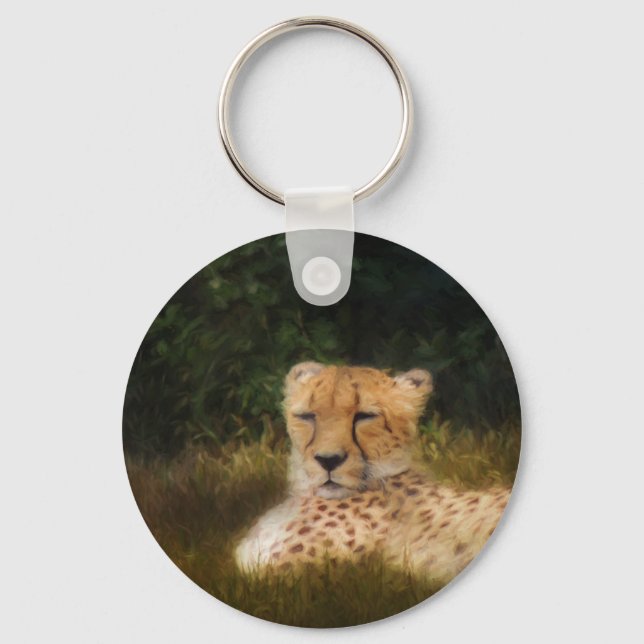 Reclining Cheetah at Fossil Rim Wildlife Center Keychain (Front)