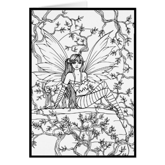 Reclining Fairy Fantasy Color Your Own Card (Front)