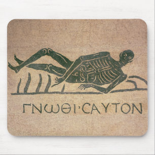 Reclining skeleton with the caption 'Know Mouse Pad