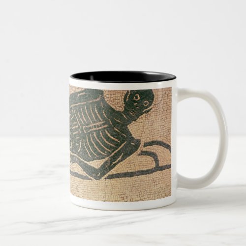 Reclining skeleton with the caption Know Two_Tone Coffee Mug