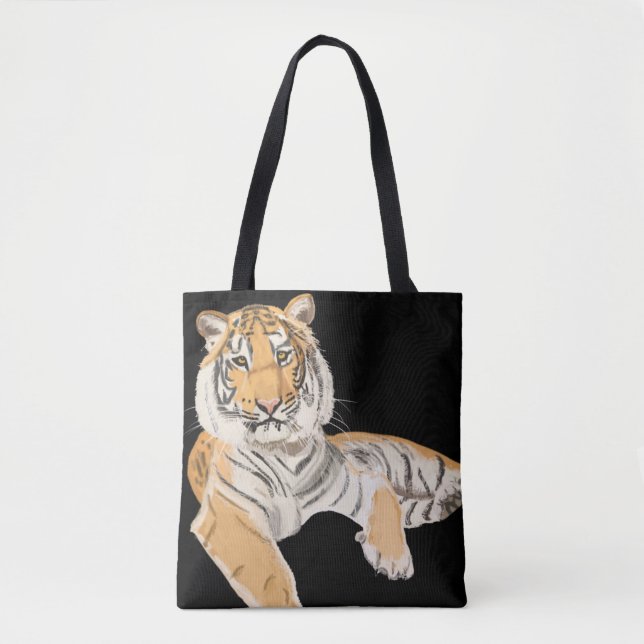 Reclining Tiger Tote Bag (Front)