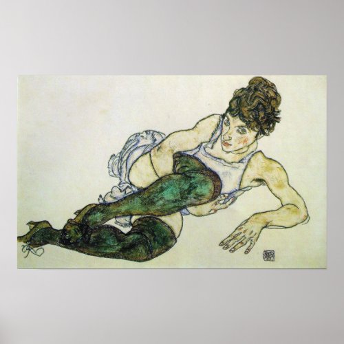 Reclining woman Egon Schiele 24W x 15H Poster